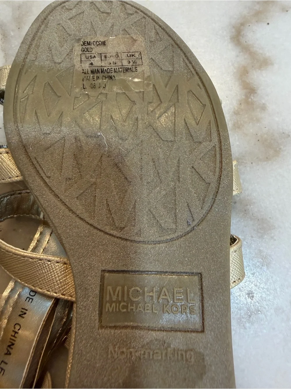Michael Kors Metallic Gold Zipper Gladiator Sandals